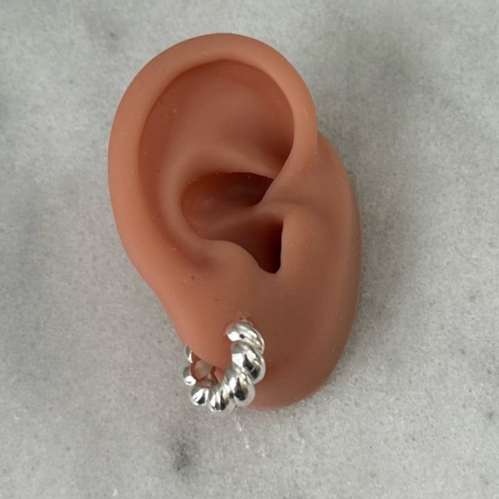 Silver Chunky Crescent Braided Hoop Earrings 

Brand New